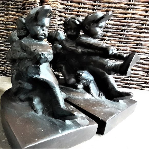 Vintage Solid Brass Tug of War Bookends - Picture 5 of 10